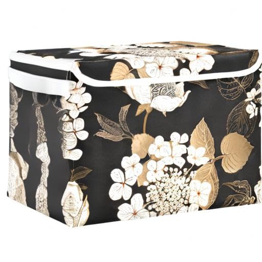 Tatenale Collapsible Storage Bins with Lids Decorative Fabric Storage Cubes Closet Organizer and Storage Basket Boxes Containers for Clothes Box Chest Nursery Folding Rectangle Retro Flower