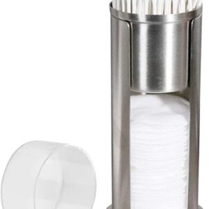 Cotton Pad Holder and Qtip Holder Dispenser Set Stainless Steel Apothecary Jars with Acrylic Lids for Cotton Balls,Cotton Swabs,Q-Tips,Cotton Rounds,Makeup Pads Storage Canister holder