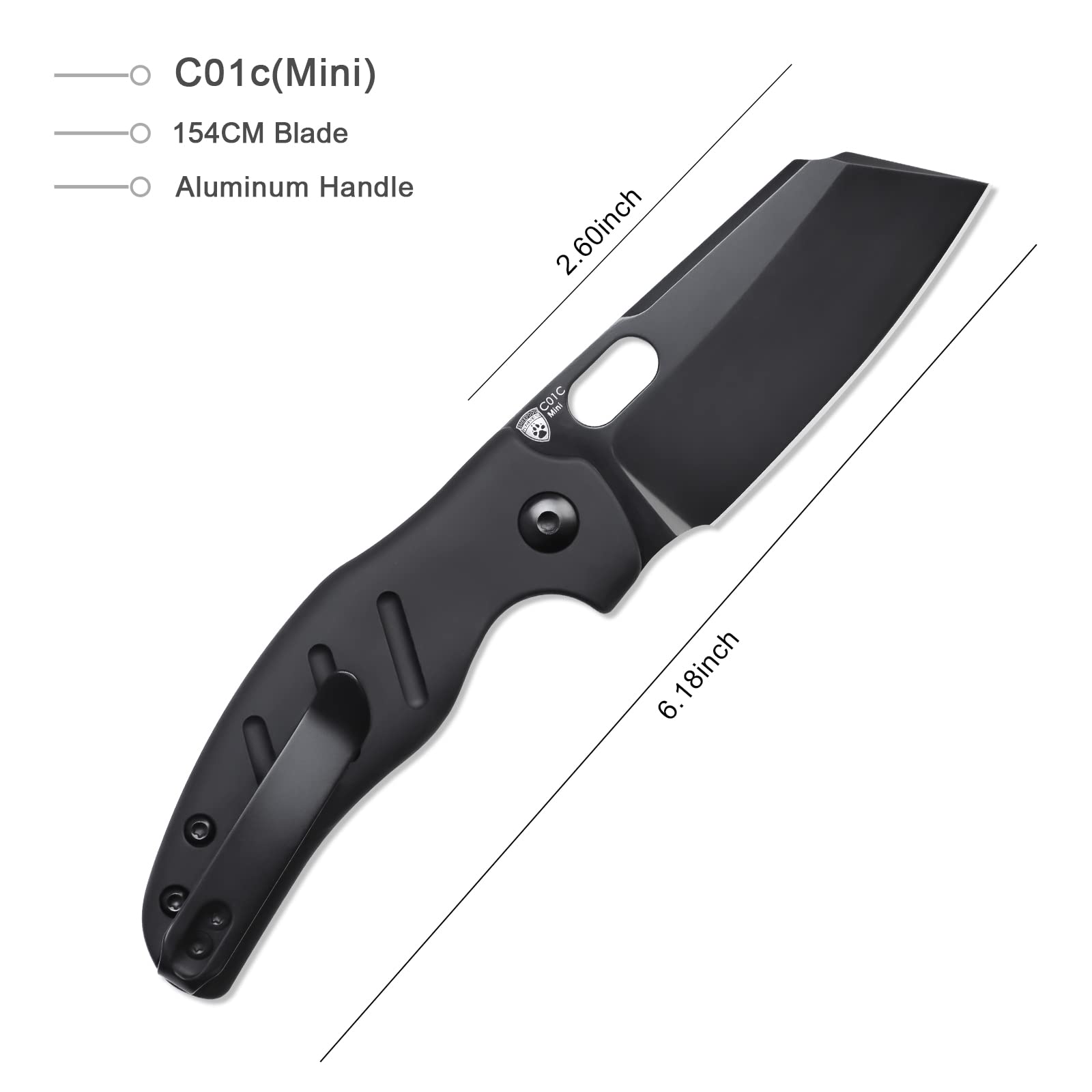 Kizer C01c(Mini) Sheepdog Pocket Knife 2.6 Inches 154CM Steel Aluminum Handle Folding Knife Hunting Camping Knife V3488BC2