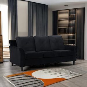 Raelynn Button Tufted Sofa &Loveseat Black Modern Sofa Set - Microfiber Living room sets for Small Spaces Sofa Cama para Sala Modernos Baratos, Durable Sturdy Living Room Furniture Tool-Free Assembly