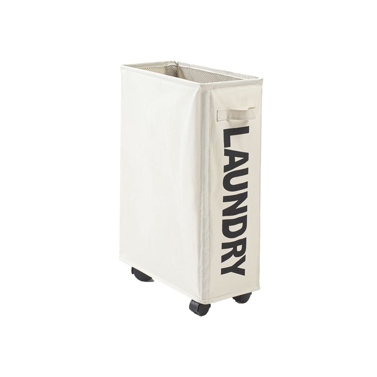 WRPLU Rolling Slim Laundry Hamper with Wheels, Waterproof, Durable, Beige