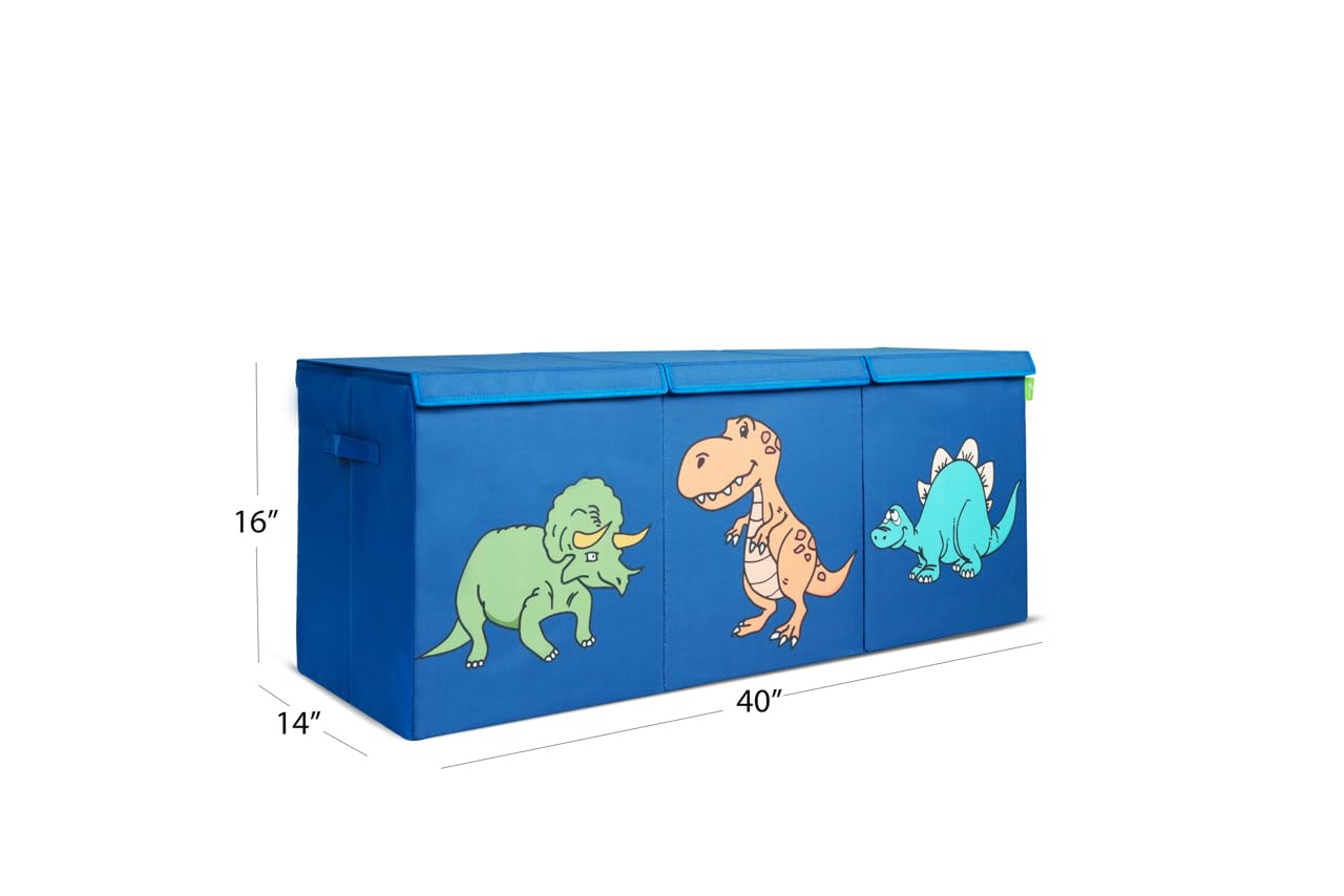 Ethiques Blue(Custom Dinosaur)Collapsible Large toy chest,40X16X14,Storage compartments with Lids