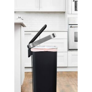 Black Plastic Trash Can, 11.9-gallon Kitchen Step Trash Can, Garbage Container Bin, Wastebasket, Plastic Kitchen Waste Bin with Lid, Garbage Container Bin, Bathroom Step Trash Can for Home and Kitchen