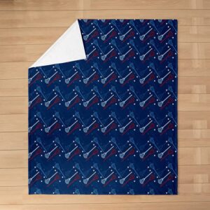 Lacrosse All Season,Bed Blanket Lacrosse Player Flannel Fleece Blanket Blue Red Lacrosse Star Pattern Plush Throw Blanket, for Kids Sports Theme Ultra Soft Room Decor Throw 50"x60"