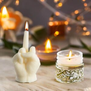 Hozodusi Middle Finger Scented Candle, Retro Funky Apartment Decor Aesthetic Pine Fragrance Soy Wax Hand Gesture Cute Candles, Trendy Cozy Unique Fun Decor for House Home Room and Bedroom