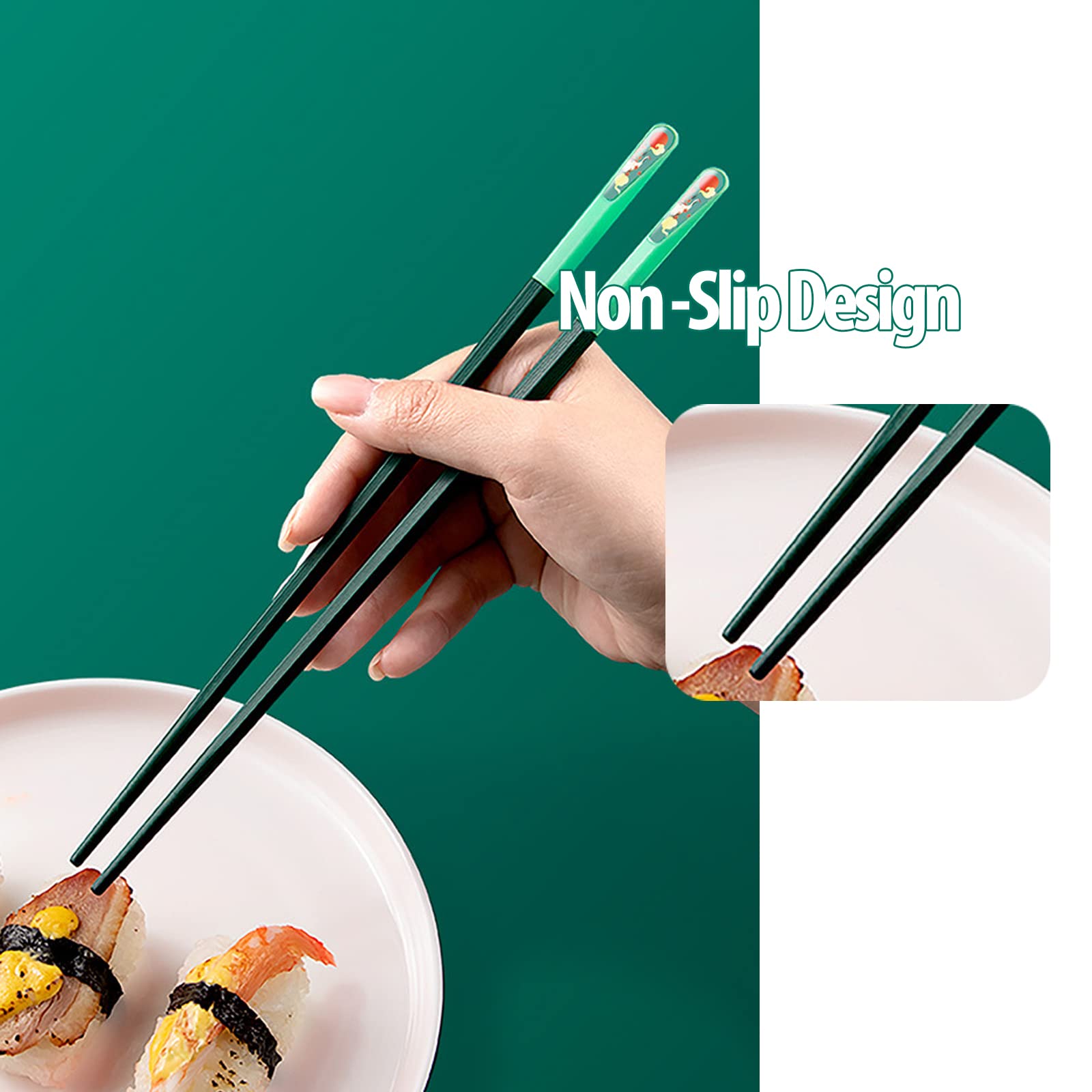 Chopsticks-Reusable Chopsticks Dishwasher Safe, 9.63 inch/24.3cm Matte Non-Slip Fiberglass Chop Sticks, Chinese/Japanese Korean Chop Sticks, 5 Pairs