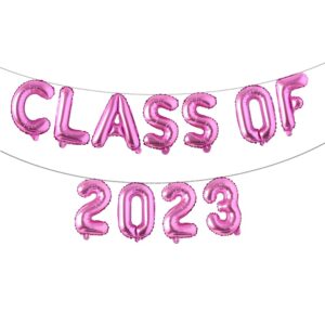 class of 2023 balloons banner graduation party decoration supplies - congrats grad 16inch letter number foil balloon for congrats graduation party decorations supplies… (class of 2023 rose red)