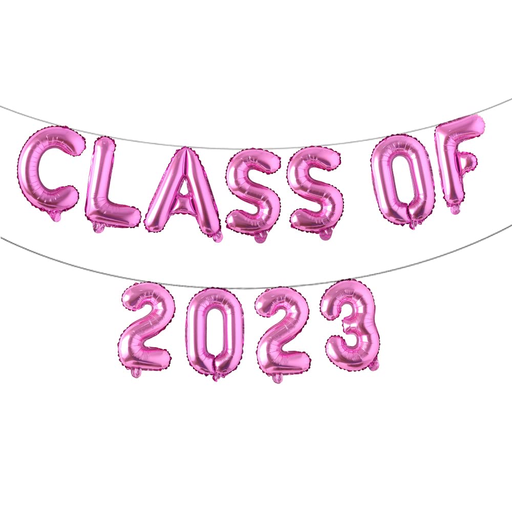 Class of 2023 Balloons Banner Graduation Party Decoration Supplies - Congrats Grad 16inch Letter Number Foil Balloon for Congrats Graduation Party Decorations Supplies… (Class of 2023 Rose Red)