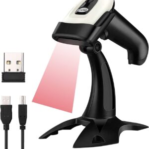 Eyoyo Wireless 2D QR Barcode Scanner with Stand, Bluetooth & 2.4G Wireless & USB Wired Handheld Barcode Reader with 1D 2D Screen Scanning Auto Sensing Connect Smart Phone Tablet PC