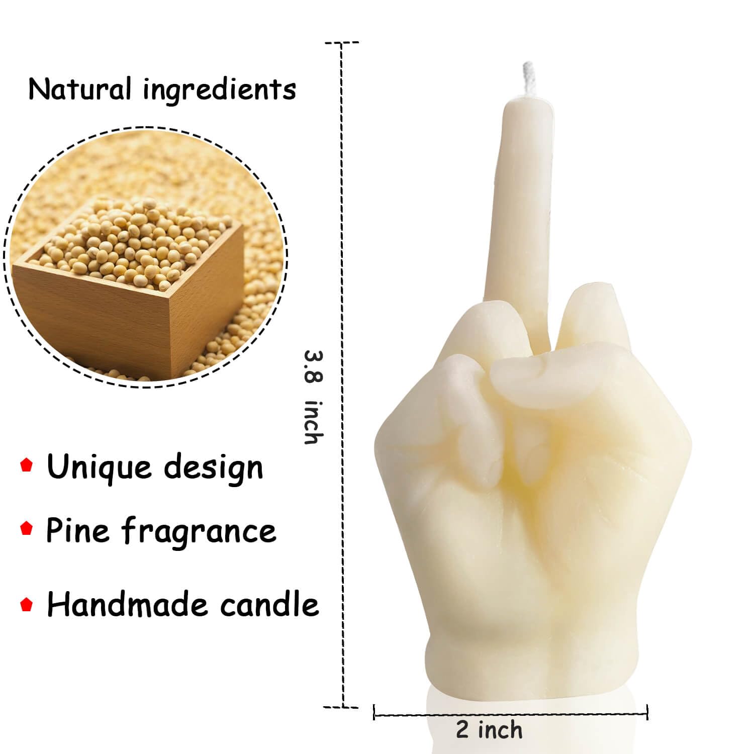 Hozodusi Middle Finger Scented Candle, Retro Funky Apartment Decor Aesthetic Pine Fragrance Soy Wax Hand Gesture Cute Candles, Trendy Cozy Unique Fun Decor for House Home Room and Bedroom