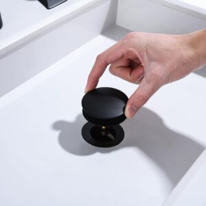 Universal Bathroom Sink Drain Stopper - 1.1~1.5" Pop Up Drain Stopper, Anti-Clogging Bounce Basin Filter with Hair Catcher, Stainless Steel Sink Drain Strainer (Matte Black)