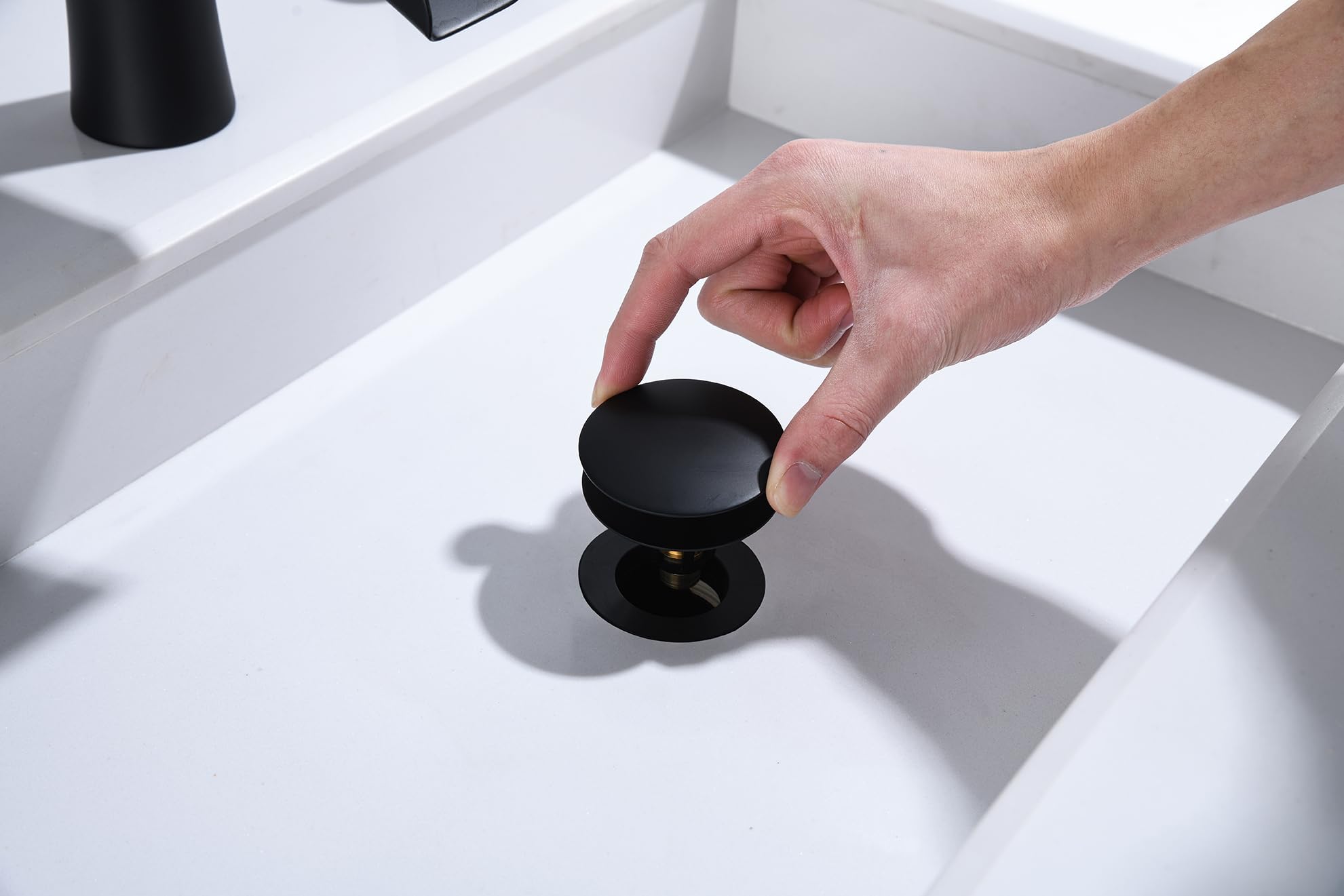 Universal Bathroom Sink Drain Stopper - 1.1~1.5" Pop Up Drain Stopper, Anti-Clogging Bounce Basin Filter with Hair Catcher, Stainless Steel Sink Drain Strainer (Matte Black)