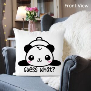 QIYUHOY Funny Panda Throw Pillow Covers for Bed,Panda Gifts for Girls Kid Calming Corner Home Bedroom Play Room Nursery Decorations, 18x18 Inch Pillowcase