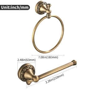 Leyden Brass Toilet Paper Holder,Antique Towel Ring Retro Hand Towel Holder,Brass Towel Bar,Antique Towel Rack Holder Bath 11.81 Inch Rod Hanger