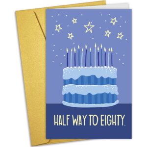 Nchigedy Funny 40th Birthday Greeting Card, 40 Years Old Birthday Card for Men Women, 40th Bday Card, Half Way To Eighty