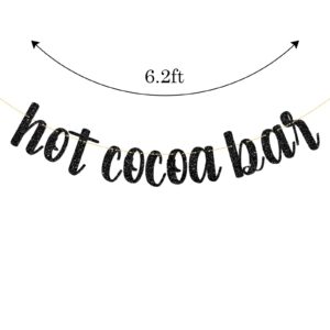 Hot Cocoa Bar Banner, Hot Chocolate Bar Decor, Chocolate Bar Party Decoration Supplies, Glittery Black