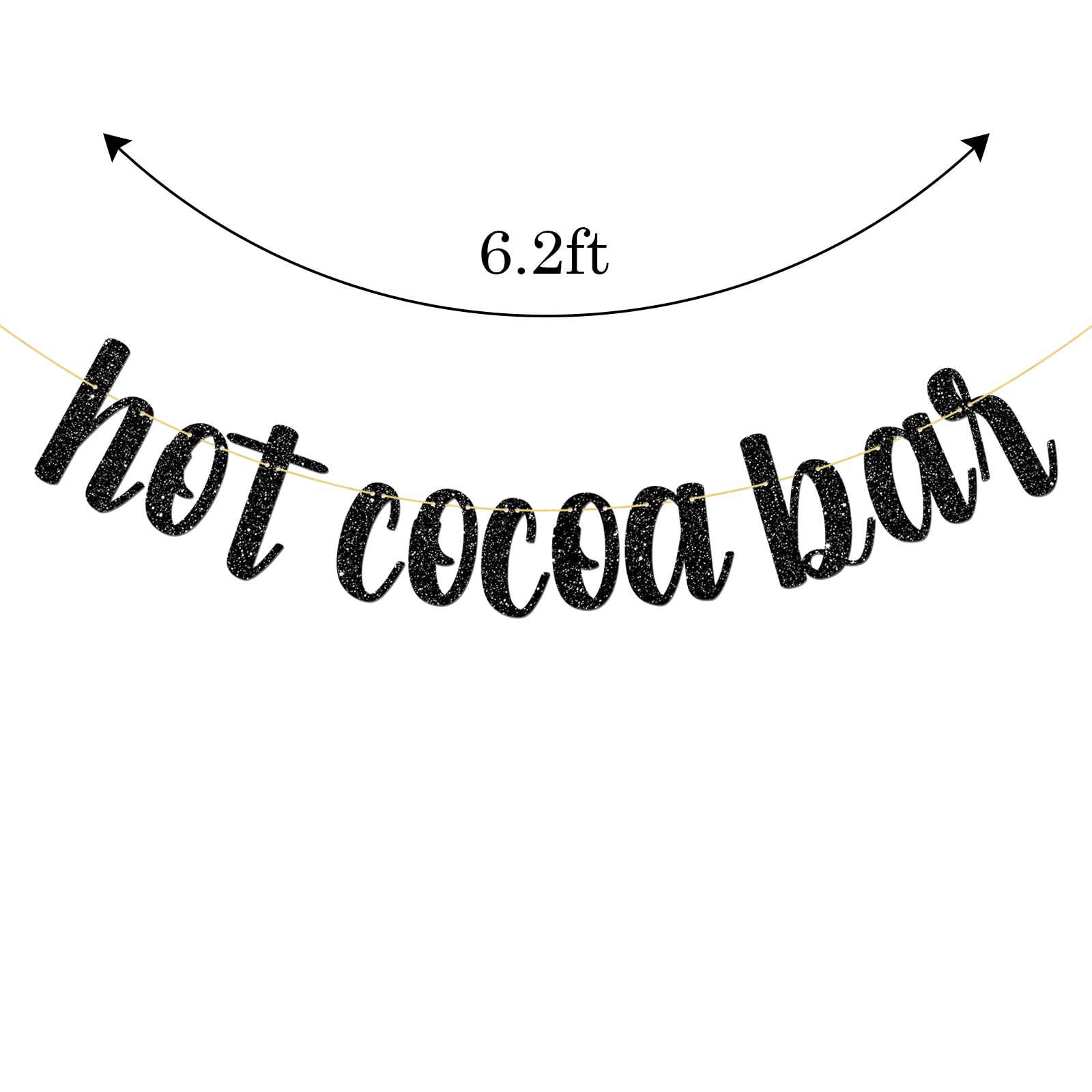 Hot Cocoa Bar Banner, Hot Chocolate Bar Decor, Chocolate Bar Party Decoration Supplies, Glittery Black