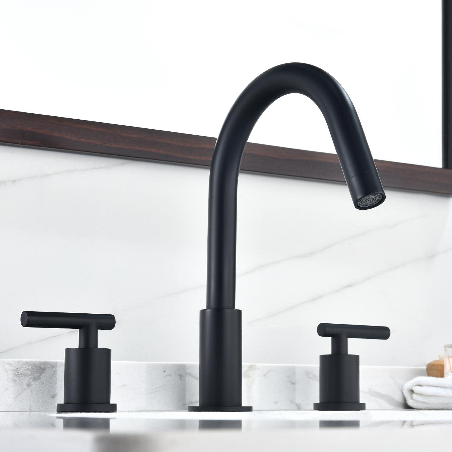 Balen 8. in Widespread 2-Handle Bathroom High-Arc Faucet in Matte Black