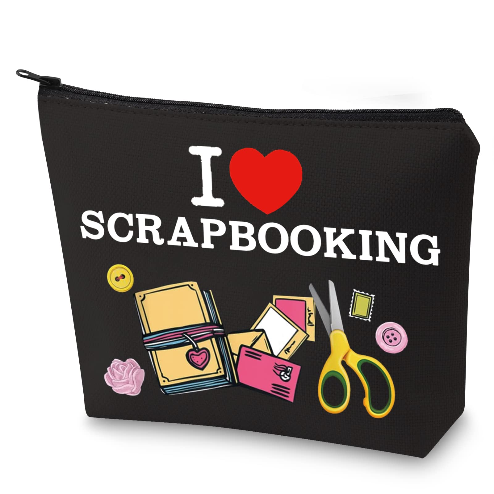 WZMPA Scrapbook Lovers Cosmetic Makeup Bag Scrapbook Fan Gift I Love Scrapbooking Zipper Pouch Bag For Women Girls (Scrapbooking BL)