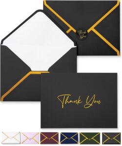 mr. pen- blank thank you cards with envelopes, 20 pack, 4x6, gold foil thank you notes with envelopes, black wedding thank you cards wedding, thank you note cards, baby shower thank you cards