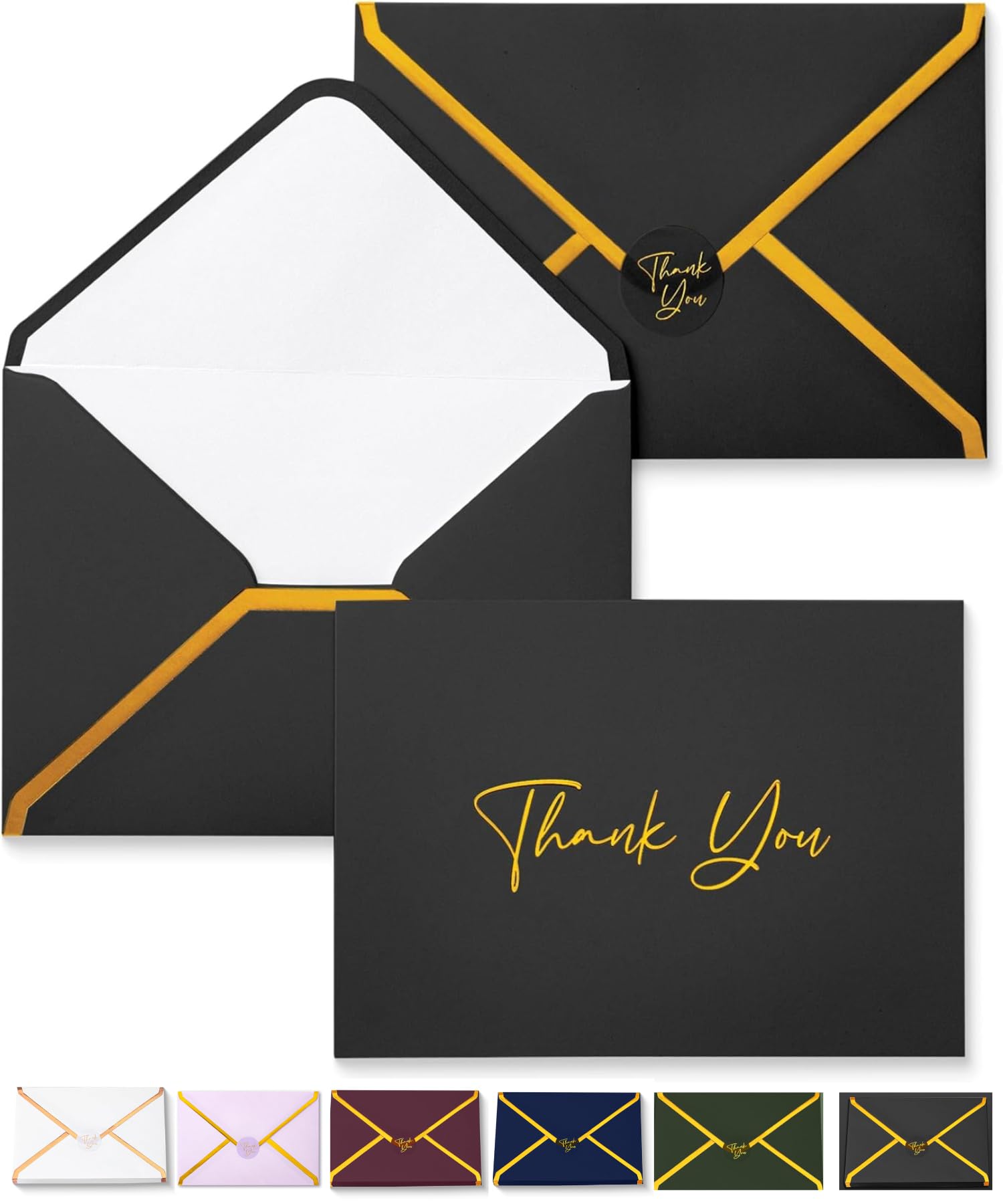 Mr. Pen- Blank Thank You Cards with Envelopes, 20 Pack, 4x6, Gold Foil Thank You Notes with Envelopes, Black Wedding Thank You Cards Wedding, Thank You Note Cards, Baby Shower Thank You Cards