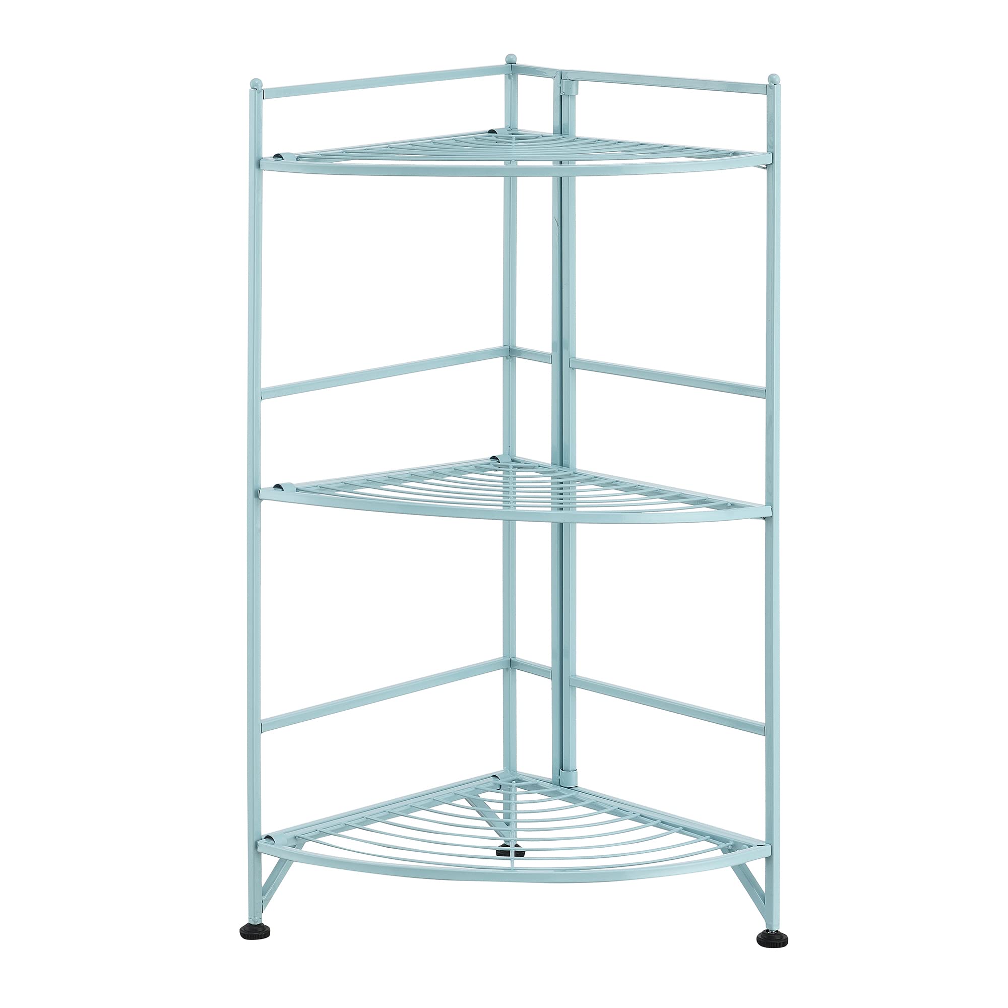 Convenience Concepts Xtra Storage 3 Tier Folding Metal Corner Shelf, Sea Foam