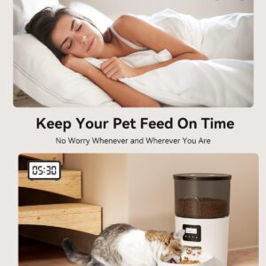 IMIPAW Automatic Cat Feeders, 3L Timed Cat Dry Food Dispenser, Dual Power Supply, Programmable Portion Size, 1-6 Meals Per Day, Auto Pet Feeder for Cats and Small Dogs