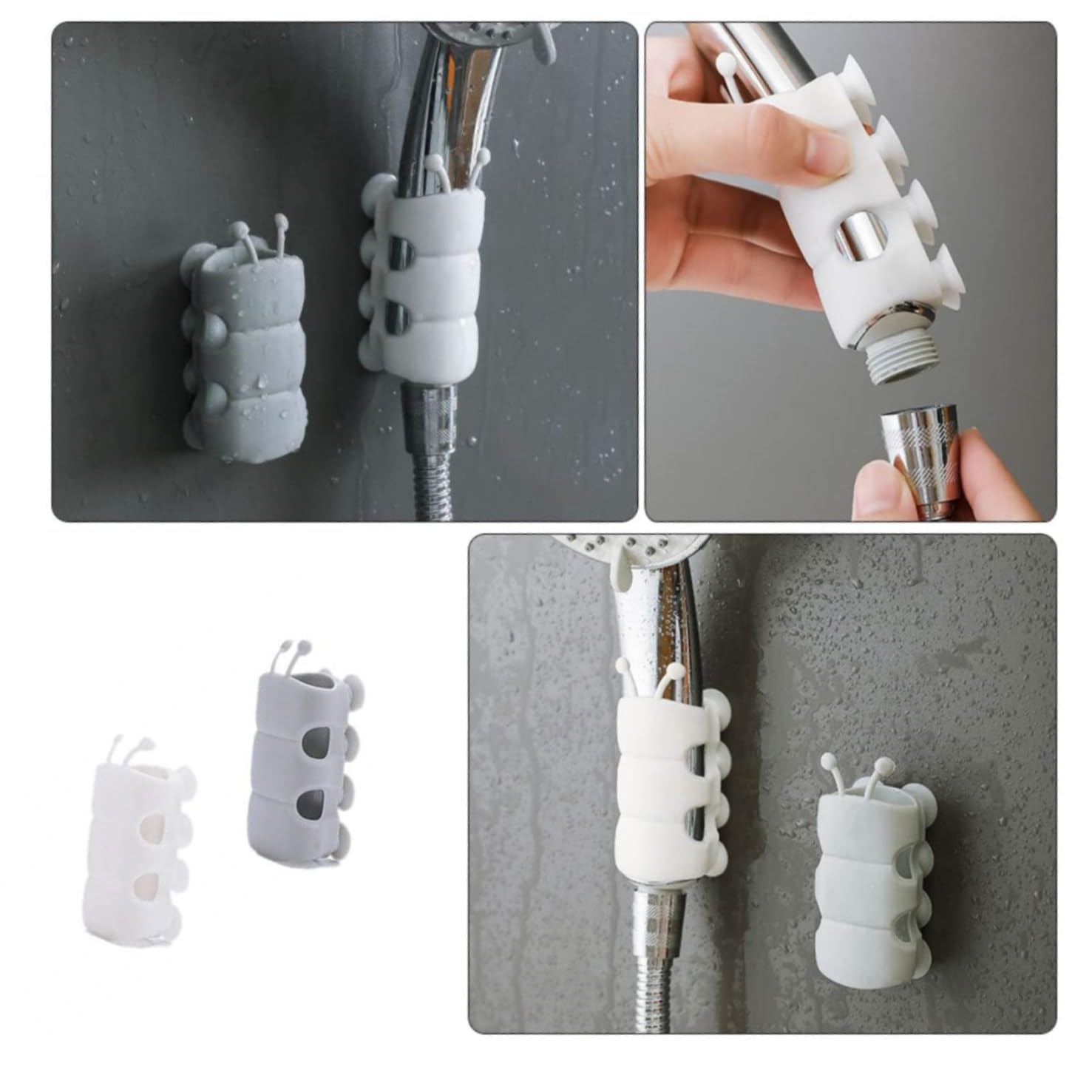 2 Pack Punch-Free Shower Holder Silicone Suction Wall Mounted Bracket Shower Head Bracket Shower Accessories