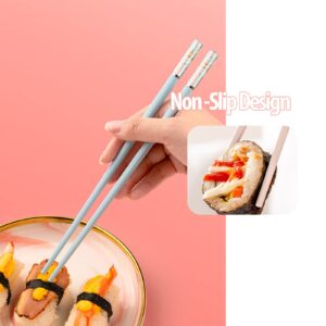 Chopsticks Reusable Dishwasher Safe, 9.63 inch/24.3cm Fiberglass Non-Slip Chop Sticks, Chinese/Japanese Chop Sticks for beginners, Sakura Chopsticks Colorful- 5 Pairs