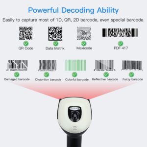 Eyoyo Wireless 2D QR Barcode Scanner with Stand, Bluetooth & 2.4G Wireless & USB Wired Handheld Barcode Reader with 1D 2D Screen Scanning Auto Sensing Connect Smart Phone Tablet PC