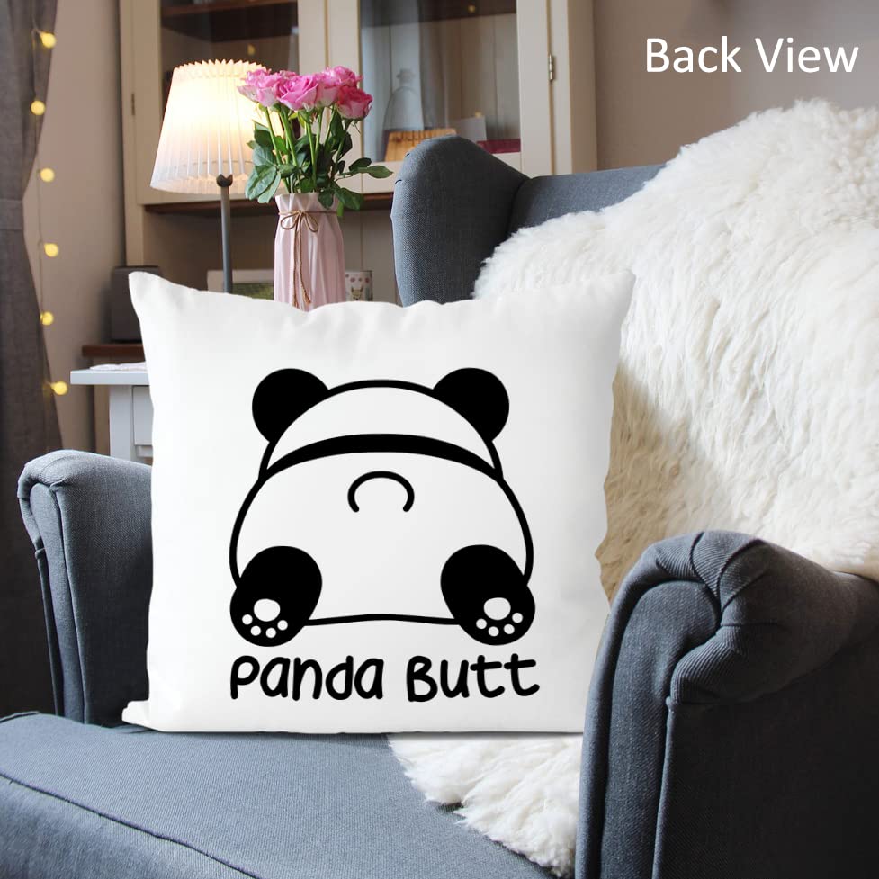 QIYUHOY Funny Panda Throw Pillow Covers for Bed,Panda Gifts for Girls Kid Calming Corner Home Bedroom Play Room Nursery Decorations, 18x18 Inch Pillowcase