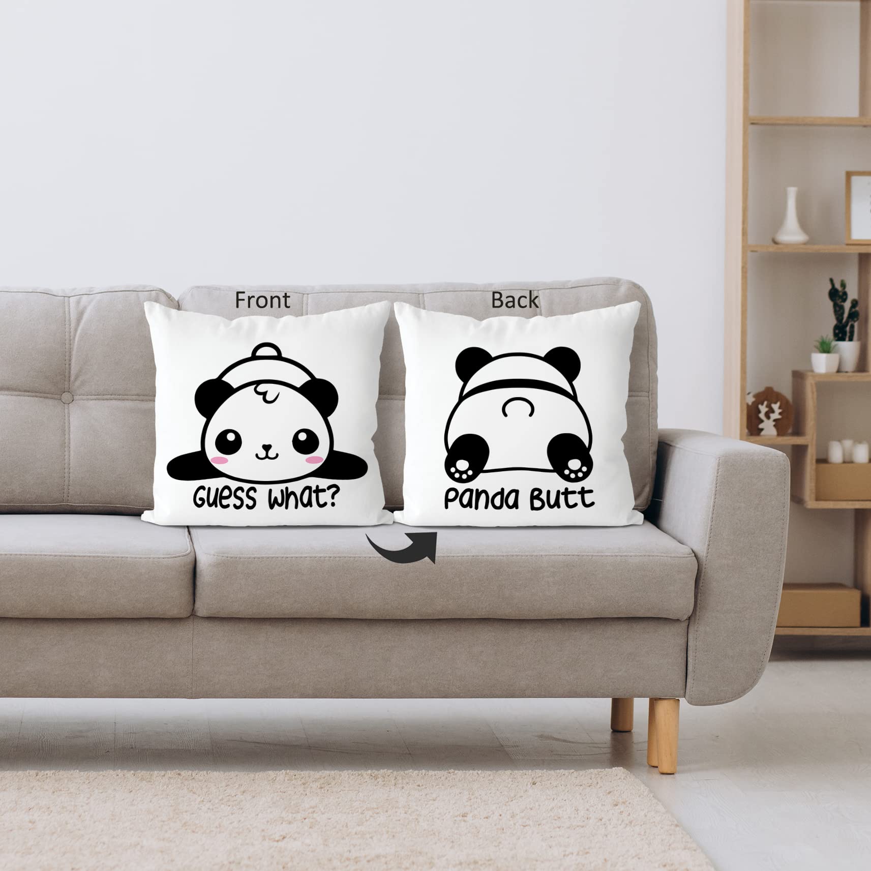 QIYUHOY Funny Panda Throw Pillow Covers for Bed,Panda Gifts for Girls Kid Calming Corner Home Bedroom Play Room Nursery Decorations, 18x18 Inch Pillowcase