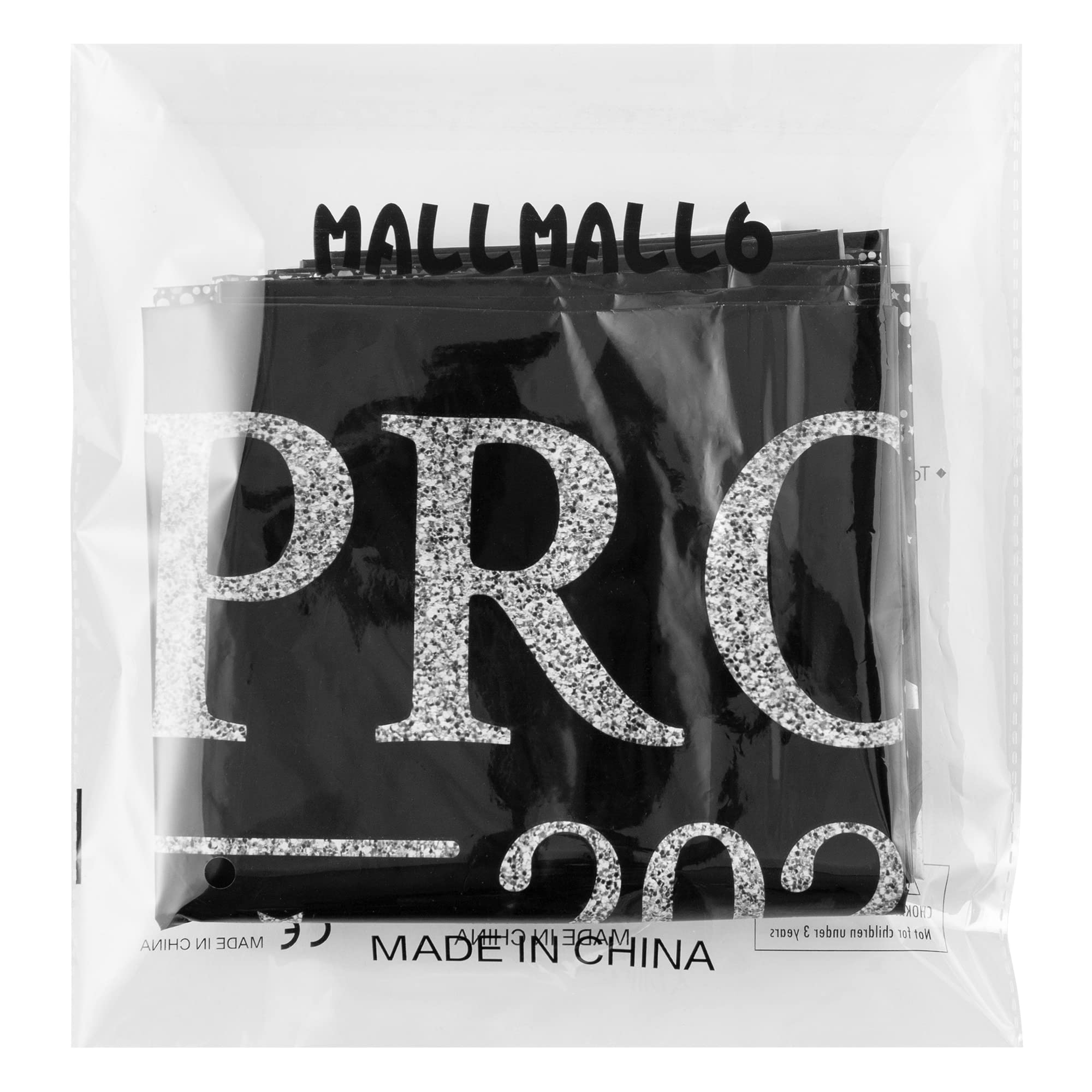 MALLMALL6 3 Pieces Prom 2024 Silver Party Tablecloths for Graduates Congrats Graduation Party Supplies Decorations Table Cloth, Plastic Table Cover Black and Silver for Grad Party Decors, 86×51 inch