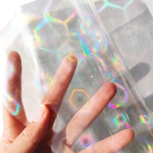 HYANG Transparent Galaxy PVC Super Clear Holographic Galaxy Vinyl Faux Leather Sheets 1 Roll 12" x 53" (30cm x 135cm) for DIY Bows Earrings Bags DIY Crafts Making