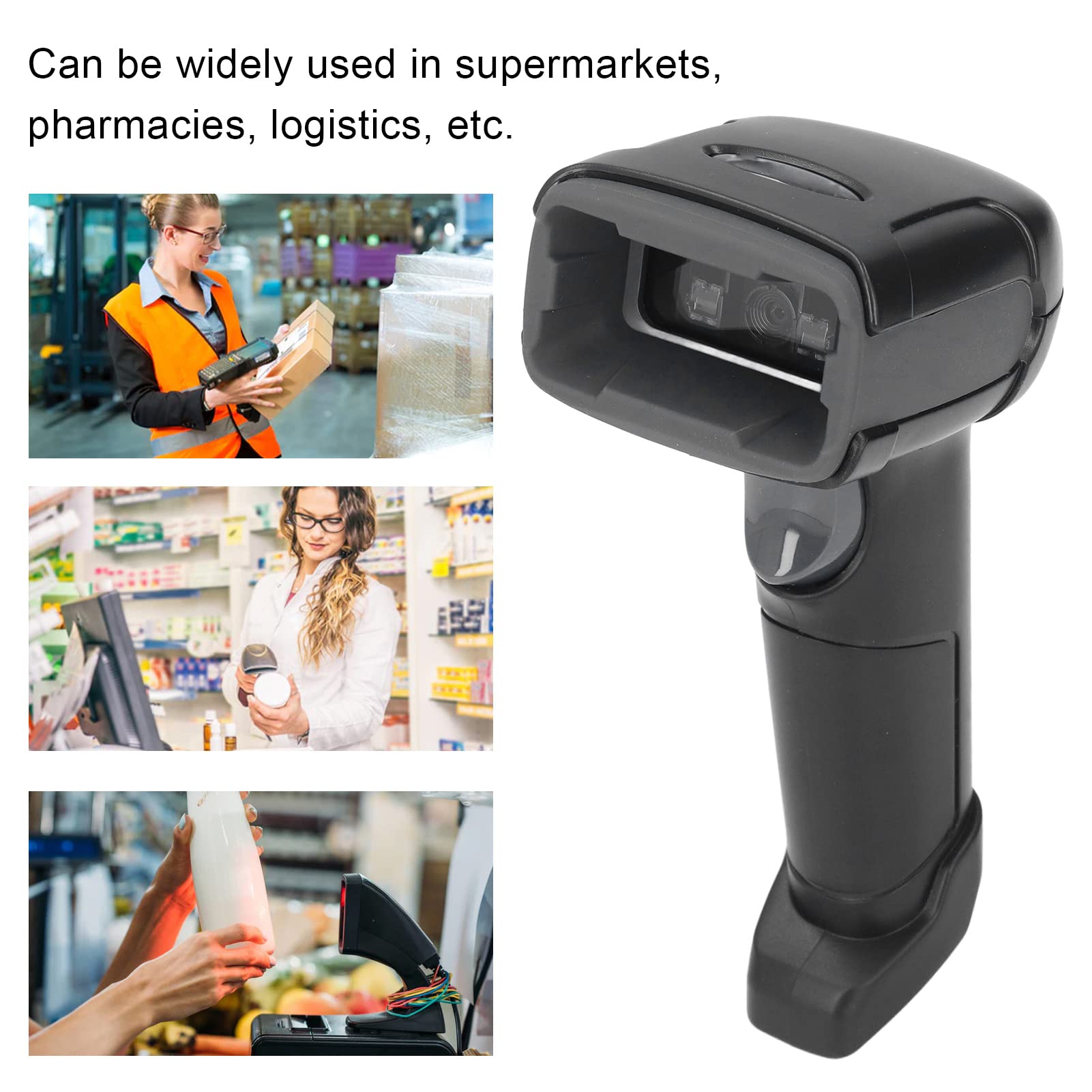 Barcode Scanner QR Code Reader OCR Function Handheld Barcode Scanner Tool for Store Logistic Retail 5V DC