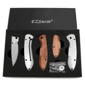 EZSMITH Knife Making Kit - Stinger - DIY Framelock Folding Knife - (Parts Kit) - (SS Finish) - (w/Pre-machined Bubinga Wood Handle Scales) - (Gift Boxed) - (USA Design) - (by KnifeKits)