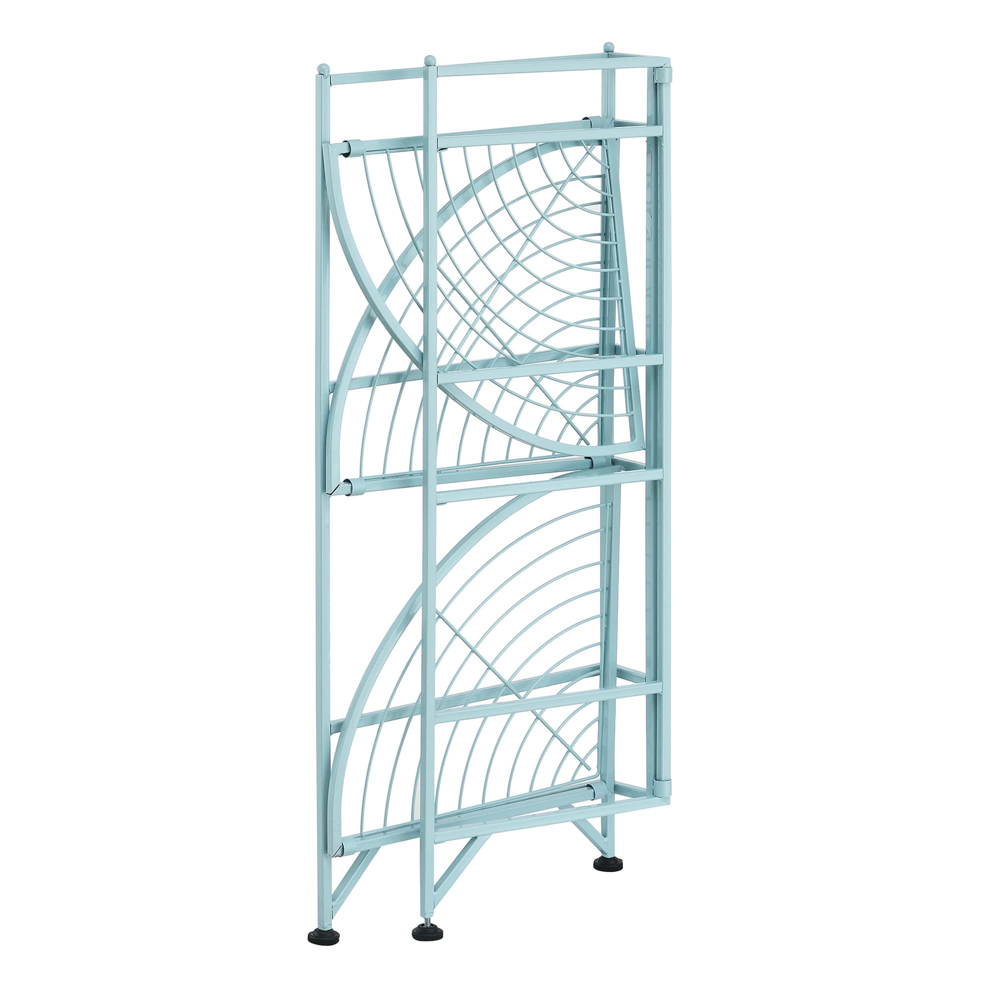 Convenience Concepts Xtra Storage 3 Tier Folding Metal Corner Shelf, Sea Foam