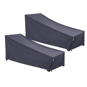 f&j outdoors waterproof uv resistant heavy duty patio chaise lounge chair cover, 2pack, 84"lx32"wx34"h, grey