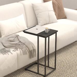 Innerjoin C Shaped End Table, C Side Table for Sofa, Couch and Bed, Tv Tray Table fits Small Space, Living Room Bedroom, Black