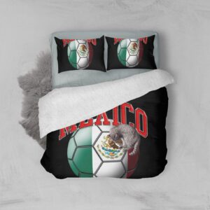 CUXWEOT Mexico Mexican Flag Soccer Ball Custom 3 Piece Bedding Sets King Size Personalized Duvet Cover Set Quilt Cover Besclothes with Name