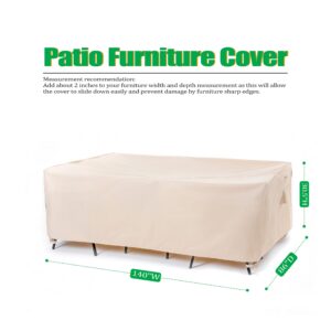 F&J Outdoors Waterproof Anti-UV Heavy Duty Rip-stop Fabric Extra Large Patio Furniture Covers, 140"x86"