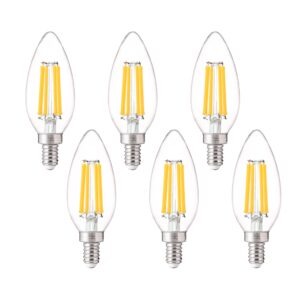 flsnt 100w equivalent candelabra led bulbs 5000k daylight, dimmable led chandelier light bulbs for dining room, living room, porch, 800lm, e12 base, 6 pack