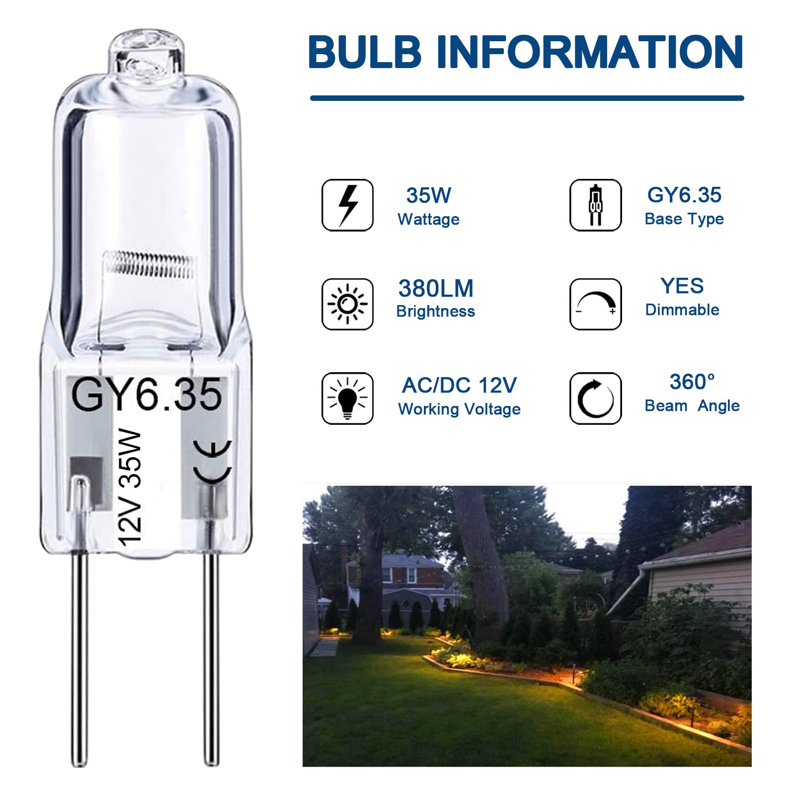 GY6.35 Light Bulbs, 12V 35W Crystal Clear Halogen Bulb 2 Pin, T4 JC Bi-Pin Base G6.35 Capsule Bulb, Dimmable, 2700K Warm White, 2 Prong Light Bulb for Pendant Light, Microwave Oven, Table Lamp, 2Pcs