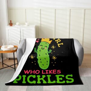 Girl Loves Pickles Bed Blanket Kids,Vegetable Print Flannel Fleece Throw Blanket Cute Kawaii Fuzzy Blanket for Kids Boys Girls,Microfiber Plush Blanket Room Decor Baby 30"x40"