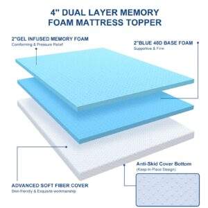 Maxzzz Firm Mattress Topper Queen, 4 Inch Memory Foam Mattress Topper with High Density Foam for Back Pain & Pressure Relief, Certipur-Us & Oeko-Tex Certified