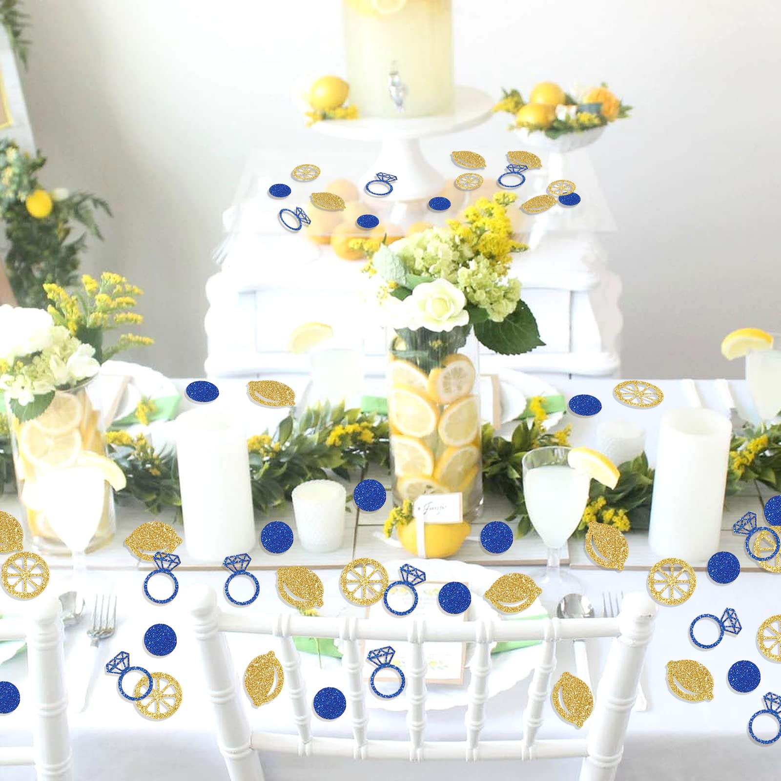 Lemon Bridal Shower Decorations - 200pcs Glitter Lemon Confetti, She Found Her Main Squeeze Lemon and Blue Bridal Shower Decorations, Lemonade Bachelorette Engagement Wedding Party Supplies