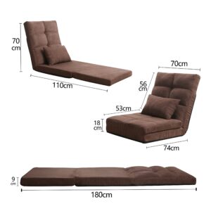 Triple Fold Sofa Bed, Adjustable Floor Couch Sofa, Convertible Futon Sleeper Chair, Upholstered Guest Chaise Lounge, Adjustable Foldable Modern Leisure Sofa Bed Video Gaming Sofa