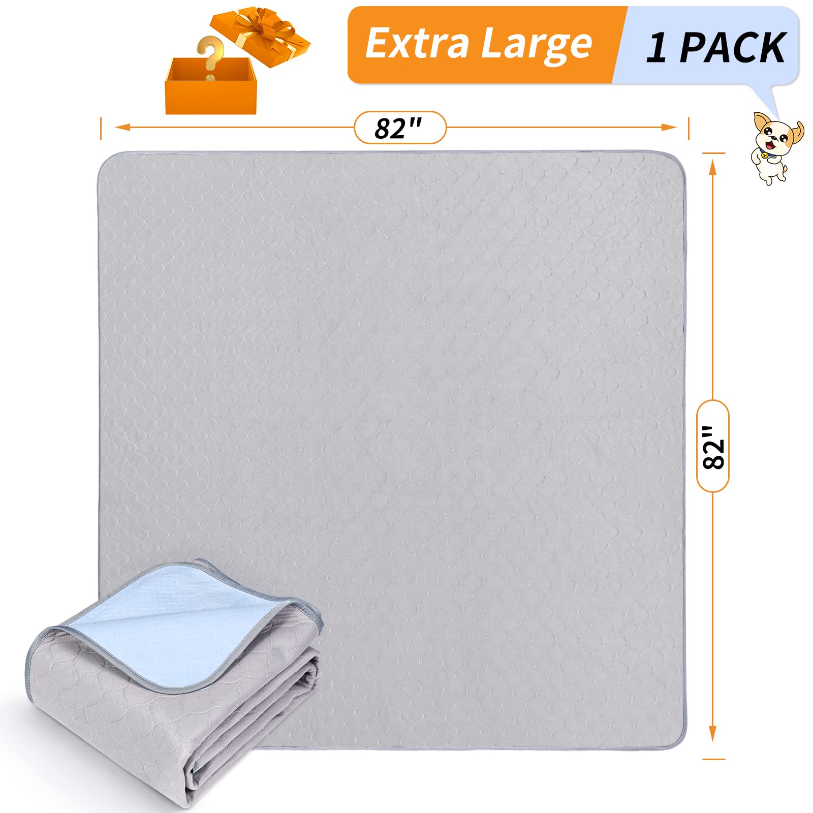 Dog Pee Pad Washable 82x82 Extra Large, Fast Absorption Reusable Puppy Pads, Waterproof Pet Training Pads,Non-Slip Whelping Pad for Dog Playpen, Incontinence, Housebreaking