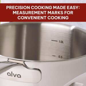 Alva Maestro Stainless Steel Saucepan with Lid Non Toxic Induction Compatible 2 Qt 6.3" PFAS, PFOA & PFTE Free, for Cooking Pan Set, Induction Safe, Add to Your Pots and Pans Set Cookware