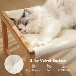 FUKUMARU Cat Bed, Plush Velvet Cat Beds for Indoor Cats, Wooden Cat Hammock, 21 x 16.5 Inch Cat Couch, Suitable for Cats, Dog, Bunny, Rabbit, Kitten and Small Animal